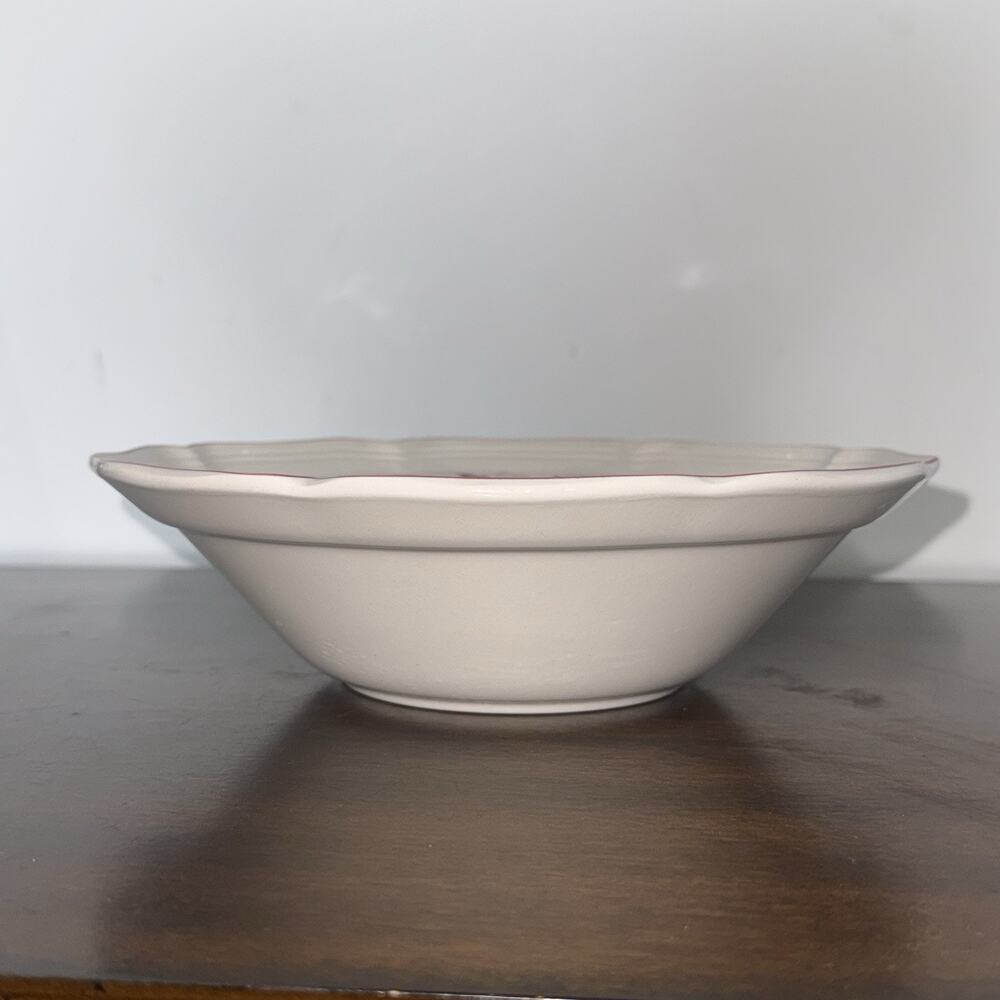 Vintage FW Woolworth Pink Folk Floral 9” Scalloped Serving Bowl Cottagecore - Picture 3 of 8